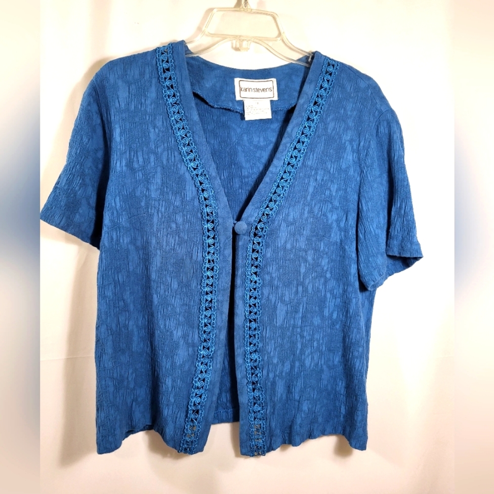 Karin Stevens aqua blue lightweight over jacket  women's 16  #1326